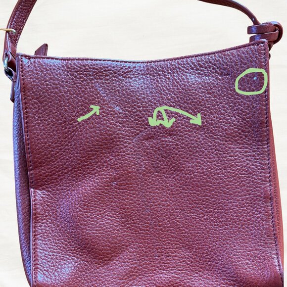 Talbots Red Leather Tassel Crossbody | Pebbled Leather Everyday Bag - Picture 3 of 6